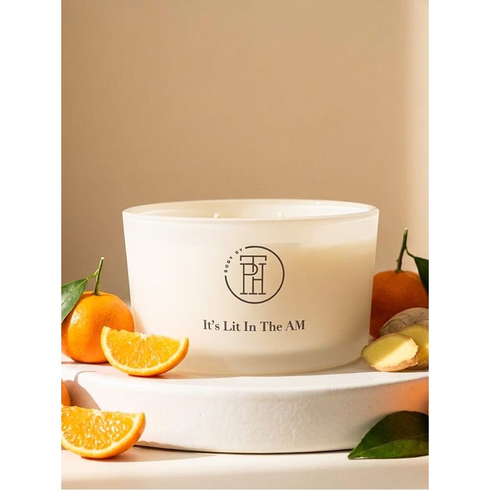 NEW! BODY BY TPH It’s Lit in the AM Mandarin & Ginger Soy Wax Blend Candle (8oz)